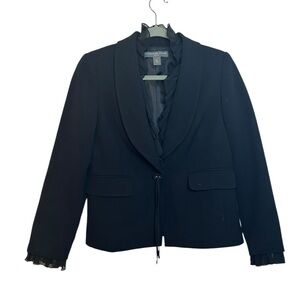 Josephine Chaus Black Single Button Ruffle Blazer